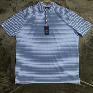 Mens XXL Donald Ross Sport Polo Blue Striped NWT Active Fit Golf Shirt NEW